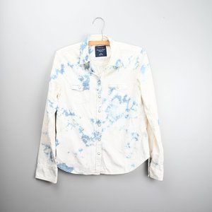 American Eagle White Washed / Bleached Denim Shirt - Sz M - Button Down